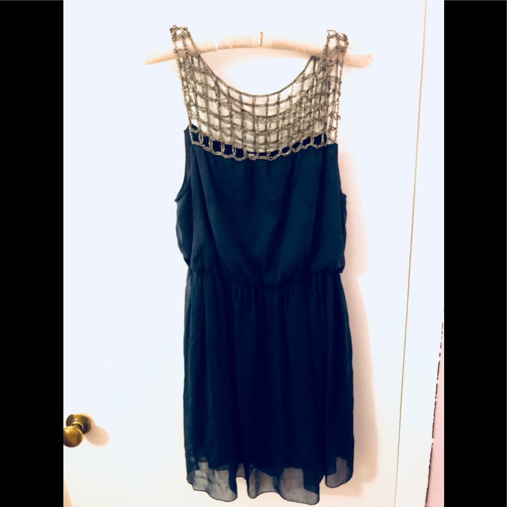 👗 Willow & Clay Beaded Navy Blue Dress